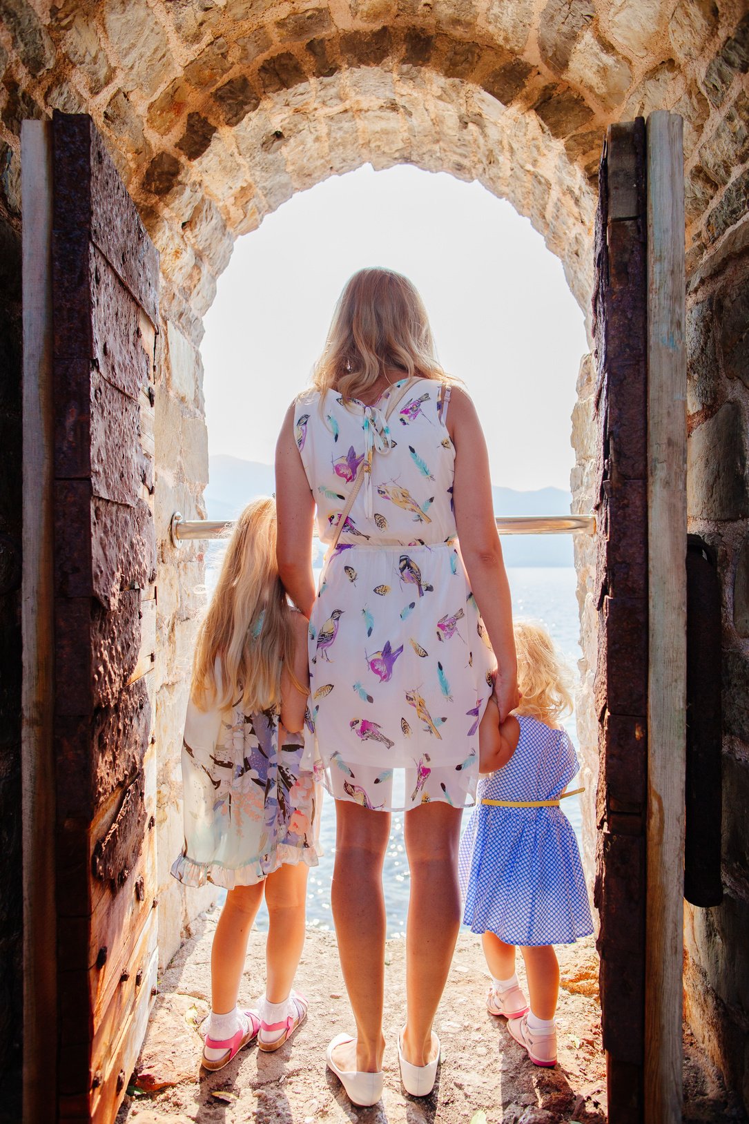 Mother with Children Travel Beach